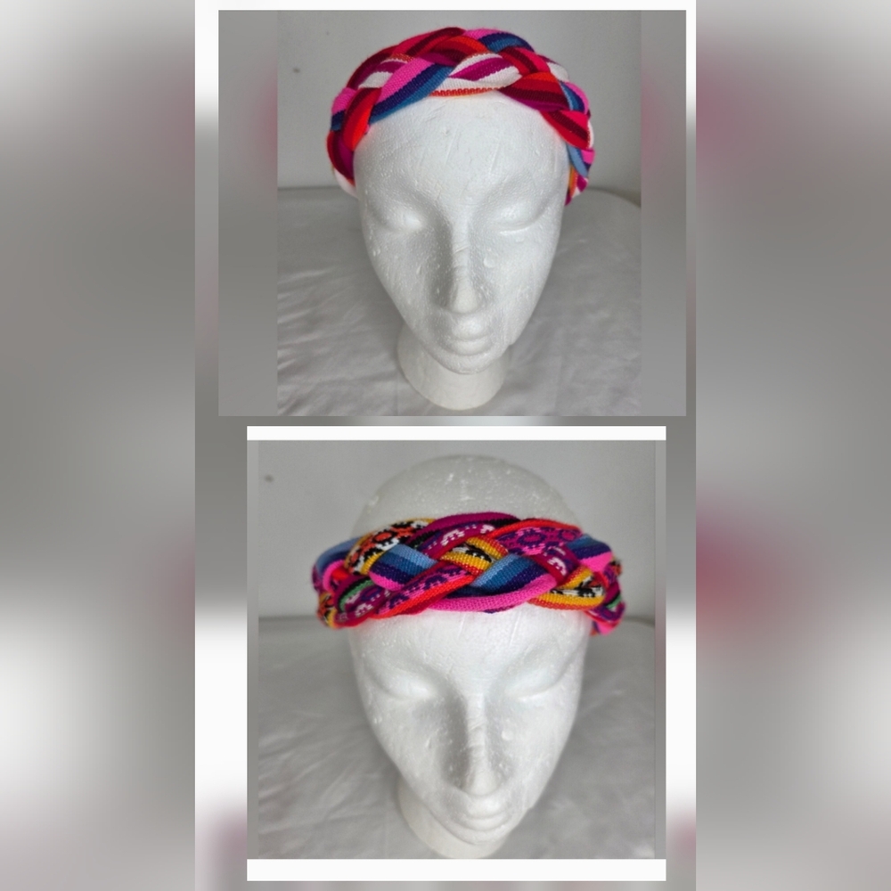 GiuliA OS Headband Vibrant Multicolor Braided From Peruvian Artisans-Reversible